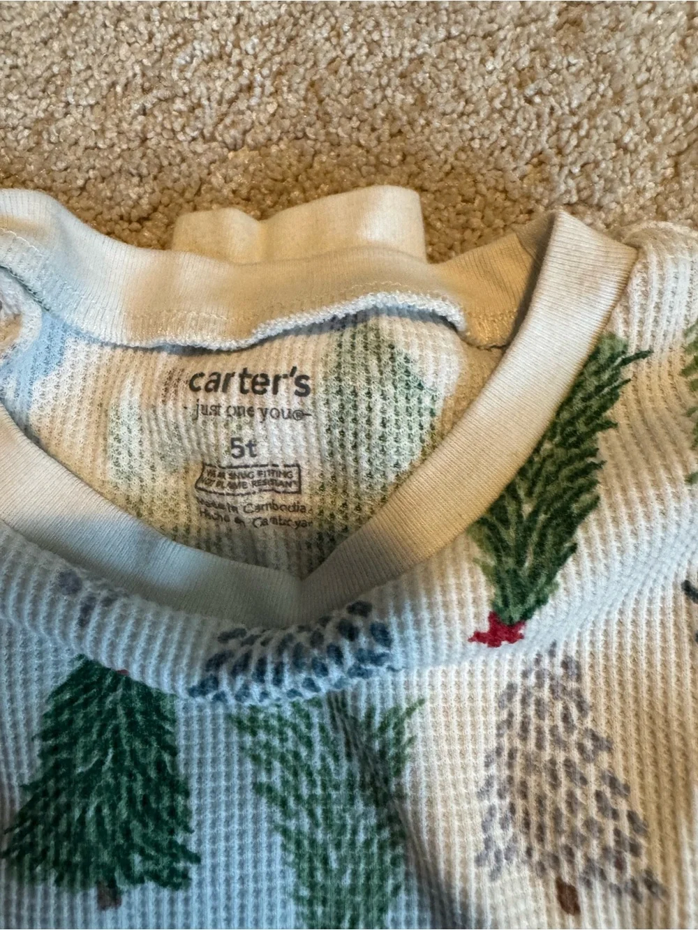5T L/S Carter's Kids Pajama Set Bundle - Blue, Green, Cream, Navy & Gray